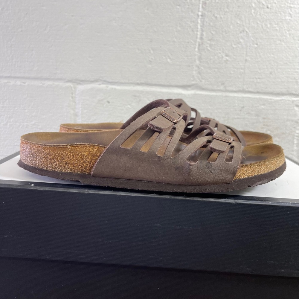 Birkenstock Brown Leather Slide Sandals